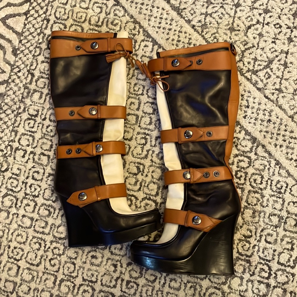 COPY - L.a.m.b. Leather and canvas platform winter boots